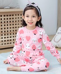 TeddyShop/テディショップ Teddyshop キッズ 長袖総柄プリントコットンルームウェアパジャマ 上下2点セット/504457038