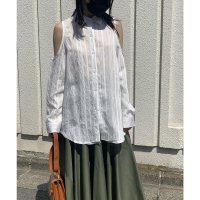 Jewelobe/ジュエローブ Jewelobe 肩あきストライプシアーシャツ/505525345