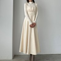 Louere/ルエレ Louere Louere 肩リボンベロアフレアキャミワンピース/506726663