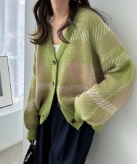 and　Me.../アンドミー andme モヘアライク チェック ジャガード 長袖 ニット カーディガン/506884855