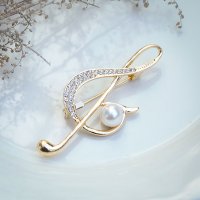 REAL STYLE/リアルスタイル REAL STYLE ブローチ ピン パール 卒業式 おしゃれ 入学式 レディース アクセサリー ゴールド 音符 ラインストーン 結婚式 音楽 /506886787