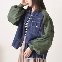 REAL STYLE/リアルスタイル REAL STYLE ジャケット レディース 春 秋 アウター デニム Gジャン 長袖 バルーン袖 羽織り 上着 ゆったり カジュアル かっこい/506886835