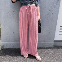 REAL STYLE/リアルスタイル REAL STYLE ワイドパンツ レディース ストライプ柄 エンボス 夏 涼しい ボトムス ズボン ゆったり 春 秋 軽量 ウエストゴム きれ/506886899