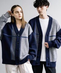 Rocky Monroe/ロッキーモンロー Rocky Monroe カーディガン ニット メンズ レディース 総柄 ライトアウター クロスチェック Vネック オーバーサイズ ルーズ 羽/506894244