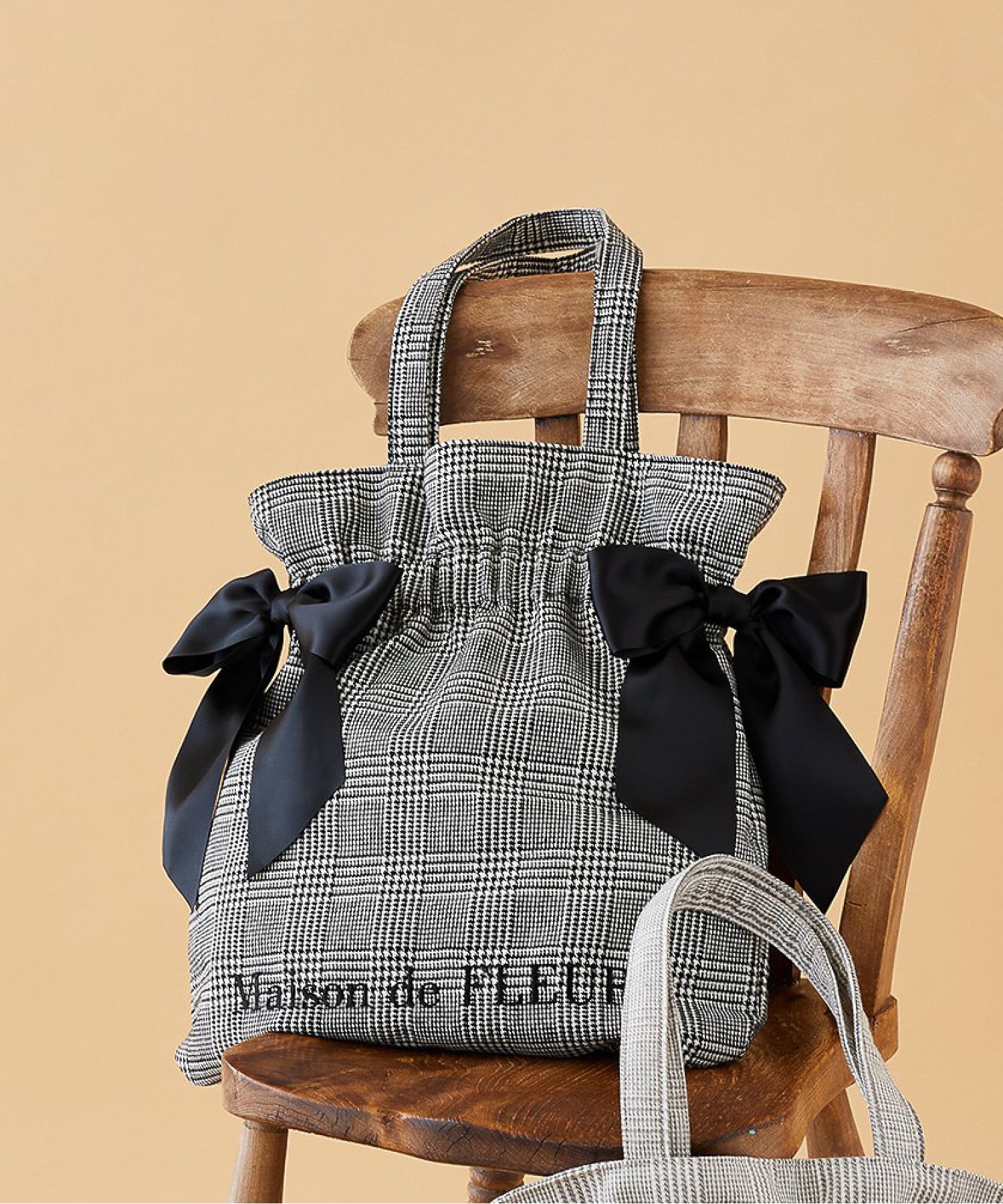 メゾン ド フルール Maison de FLEUR ラメチェックダブルリボン