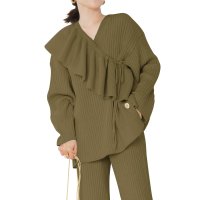 KOBE LETTUCE/コウベレタス KOBE LETTUCE [ 田中亜希子さんコラボ ]2way付けフリルVネックニットプルオーバー [選べる2丈][N1082]/507392155