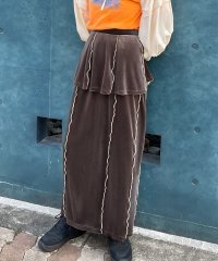 JUNOAH/ジュノア JUNOAH 配色メロウベロアレイヤードスカート/507435019