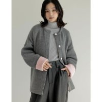 Re:EDIT/バイカラー金釦起毛ニットコート/507516775