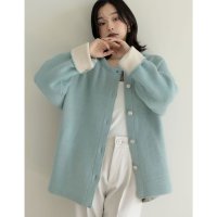 Re:EDIT/バイカラー金釦起毛ニットコート/507516775