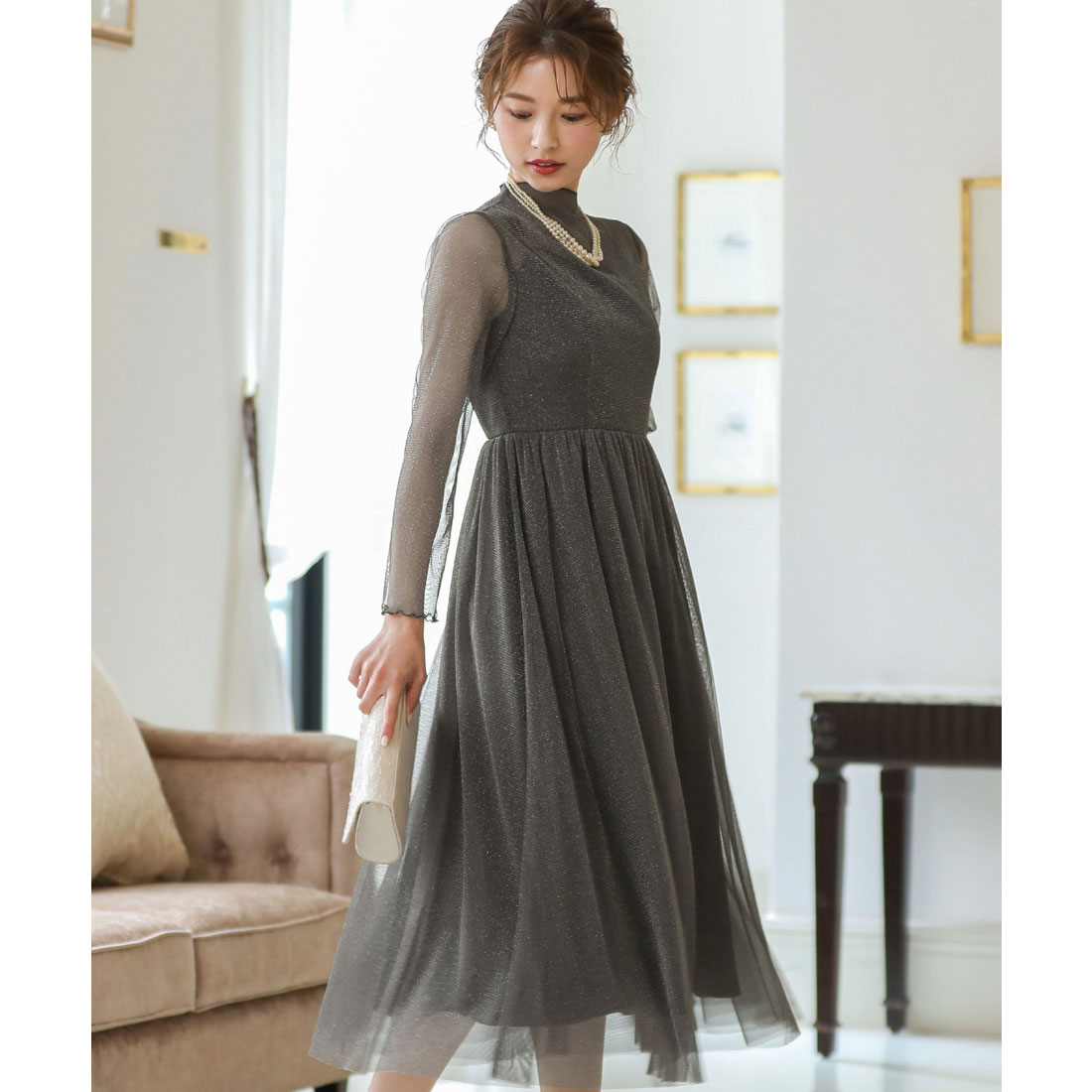 モナリザMonnalisa バラのチュールワンピース rize12 152cm