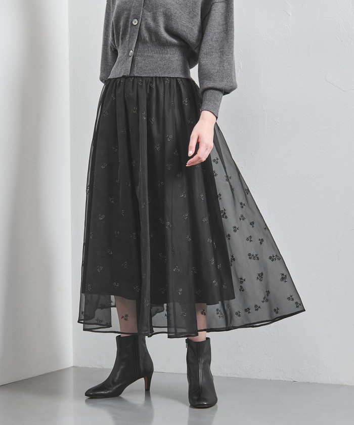 新品】UNITED ARROWS オーガンジー ポケット フレアスカート