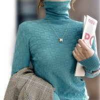 ica/アイカ ica 光沢感のある凹凸ニット タートルネック 長袖 ニットセーター ニットソー インナーニット ニットトップス/507143554