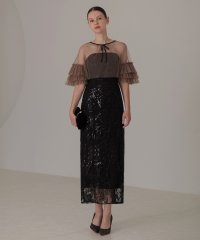 Leja/レジャ Leja チュールフリルリボンボレロスパンコール花柄刺繍ベアトップドレスワンピース美脚効果結婚式 パーティードレス 成人式 20代 30代 40代/507517641