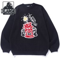 XLARGE/エクストララージ XLARGE FLAT DYNAMITE CREWNECK KNIT BLACK [101243015004 FW24]/507520872