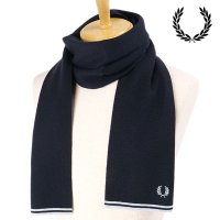 FRED PERRY/フレッドペリー FRED PERRY FRED PERRY TWIN TIPPED MERINO WOOL SCARF BLACK/SHADED－STONE/S/507520959