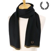 FRED PERRY/フレッドペリー FRED PERRY FRED PERRY TWIN TIPPED MERINO WOOL SCARF BLACK/SHADED－STONE/S/507520959