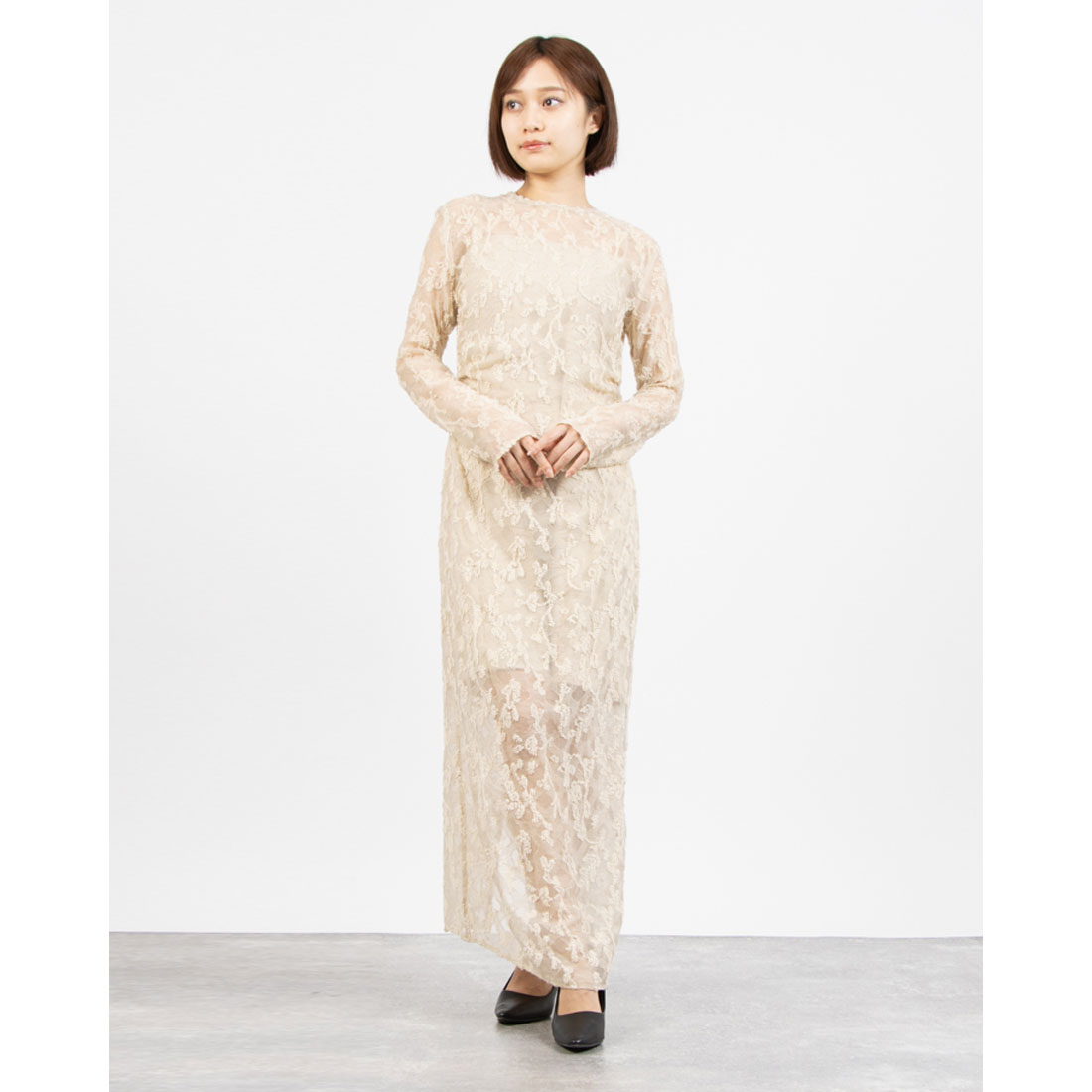 クラネ CLANE FLOWER JACQUARD WAIST DRAPE ONEPIECE(507521707 クラネ CLANE FLOWER JACQUARD WAIST DRAPE ONEPIECE(507521707