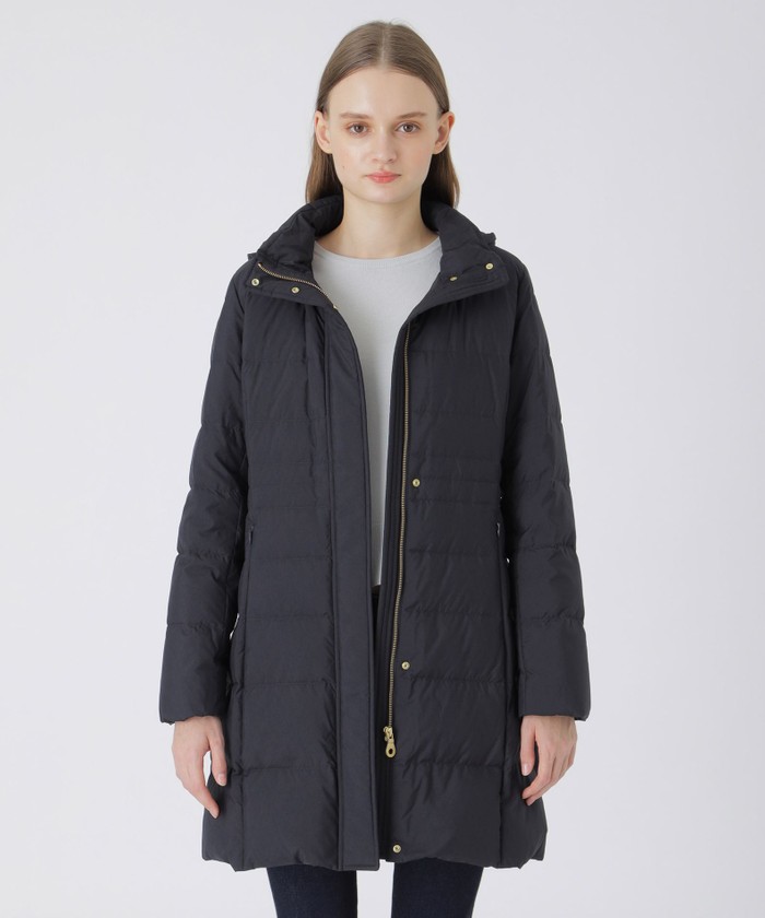 フード付き ロングダウンコートネイビーブルーレーベルクレスト