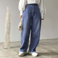 REAL STYLE/リアルスタイル REAL STYLE デニムパンツ レディース ワイド カーブパンツ ボトムス ジーンズ ジーパン 脚長 ズボン ゆったり 大きめ ハイウエスト/506886822