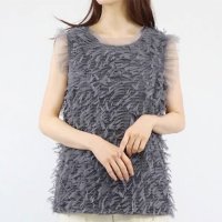 REAL STYLE/リアルスタイル REAL STYLE ベスト レディース 夏 秋 ノースリーブ チュール フリンジ フリル トップス シアー おしゃれ かわいい 重ね着 ゆった/506886827
