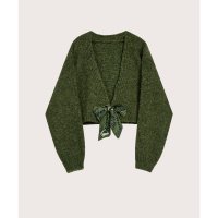 LA POMME petit/ラポミ プチ LA POMME petit Lace Open Collar Cardigan チェリーリボンモコモコニット/507144265