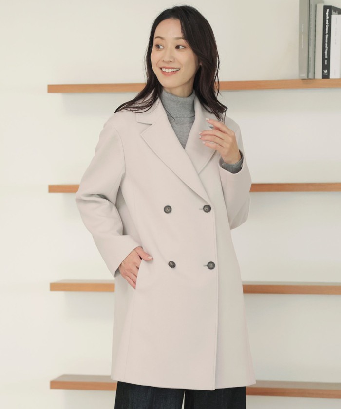 ヌーディなライトベージュのピーコート ピーコート(ベージュ)のファッション通販 - d fashion
