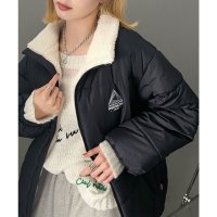Classical Elf/クラシカルエルフ Classical Elf 《Javaジャバコラボ》ふわり軽い着心地。マウンテン刺繍ダブルジップ中綿襟ボアブルゾン/507531172