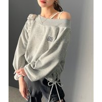 Classical Elf/クラシカルエルフ Classical Elf 【mily bilet】大人肌見せヘルシースタイル。サイドレースアップ胸刺繍オフショルダースウェット/507531175