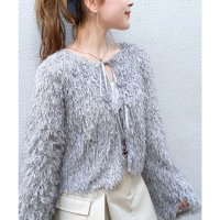 Classical Elf/クラシカルエルフ Classical Elf 【mily bilet】大人可愛いトレンド感。フェザー前後2WAYショートリボンカーディガン/507531176