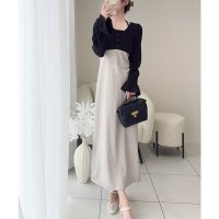 Classical Elf/クラシカルエルフ Classical Elf 【mily bilet】チョーカーデザインレイヤード風キャンディースリーブドッキングナローワンピース/507531185