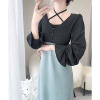 Classical Elf/クラシカルエルフ Classical Elf 【mily bilet】チョーカーデザインレイヤード風キャンディースリーブドッキングナローワンピース/507531185