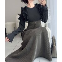 Classical Elf/クラシカルエルフ Classical Elf 【mily bilet】華やかで上品。プリーツフリル使いリブカットソードッキングコルセットワンピース/507531186