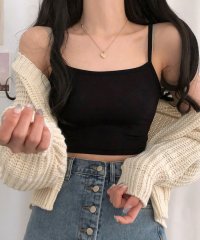 RIFF/リフ Riff クロップド丈キャミソール インナー ショート丈 へそ出し トップス カットソー ノースリーブ 半袖 無地/507531317