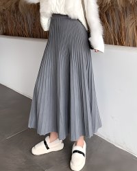 Lily of Valley/リリーオブバリー Lily of Valley ニット プリーツ フレア ロングスカート ウエストゴム カジュアル 大人可愛い 上品 レディース/507017671