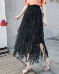 Lily of Valley/リリーオブバリー Lily of Valley フリル チュール ロングスカート フレア ウエストゴム 上品 カジュアル 大人可愛い レディース/507017702