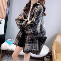 Belle Cie/ベルシー Belle Cie 羽織り ジャケット 裏起毛 厚手 チェック シャツ コート 秋冬 レディース 韓国ファッション 大人 おしゃれ ドロップショルダー/507531623