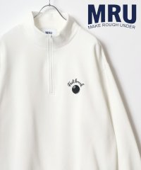 MRU/エムアールユー MRU 裏起毛 カレッジ/ミリタリー/ストリートデザイン刺繍 スウェット ハーフジップ トレーナー レディース メンズ/507531648