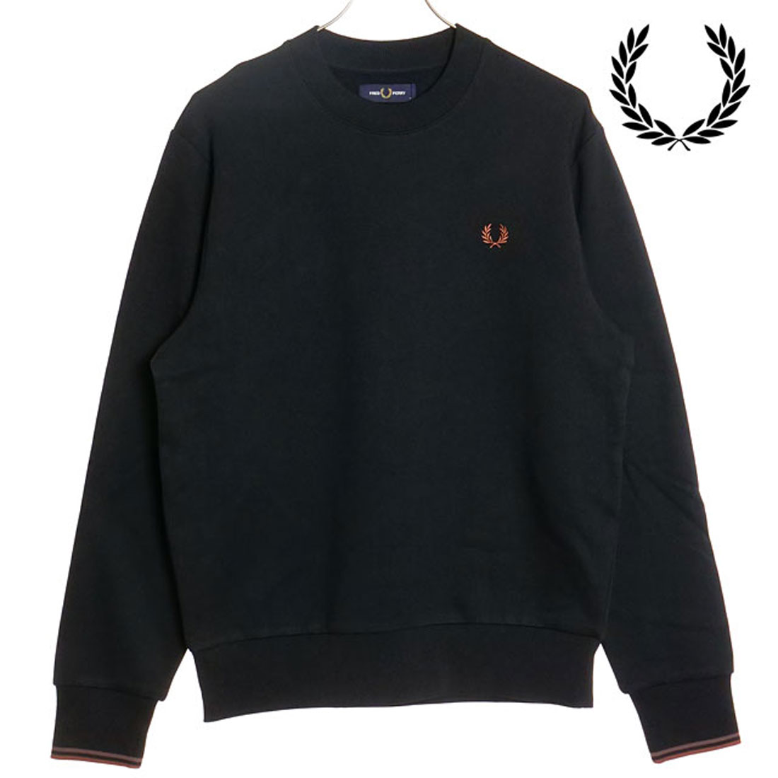 フレッドペリー FRED PERRY CREW NECK SWEATSHIRT BLACK/WHISKY フレッドペリー FRED PERRY CREW NECK SWEATSHIRT BLACK/WHISKY