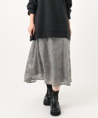 eur3/【大きいサイズ】オーガンジーフロッキープリントスカート/507537477