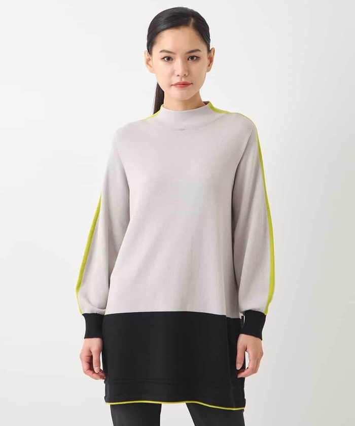 HIROKO BIS お花フロッキー ストレッチ ロング チュニック L