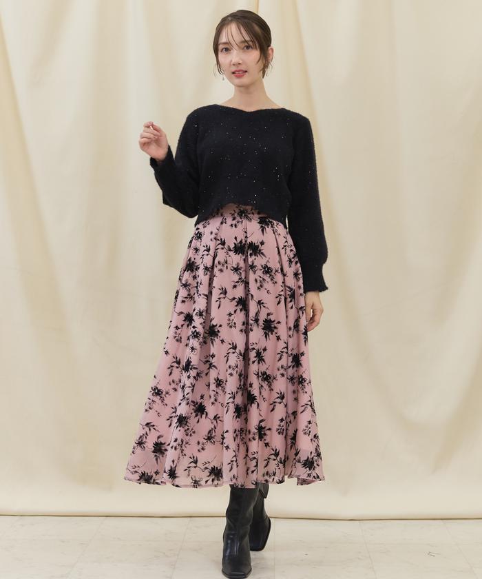 セール 40%OFF】フロッキーフラワープリントスカート(507537535