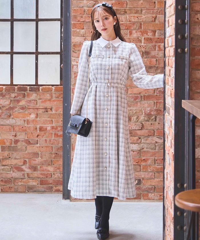 (値下げしない)GUCCI ツイード ワンピース パールボタン 42サイズ 美品 値下げしない)GUCCI ツイード ワンピース パールボタン 42サイズ