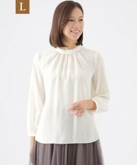TRANS WORK(L)/【L】【WEB・一部店舗限定】【ウォッシャブル】マイクロパウダリースタンドカラープルオーバーブラウス/506883332