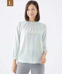 TRANS WORK(L)/【L】【WEB・一部店舗限定】【ウォッシャブル】マイクロパウダリースタンドカラープルオーバーブラウス/506883332