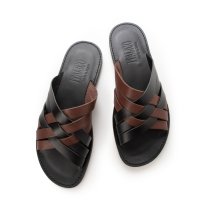 ITALICO/イタリコ ITALICO 徳島 本革 おしゃれ 編み込みコンビサンダル 国産レザーサンダル 皮サンダル 本革2トーンカラー/506922345