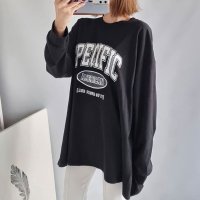 REAL STYLE/リアルスタイル REAL STYLE カットソー レディース ロゴプリント トップス Tシャツ ロンT 春 夏 長袖 綿 カジュアル ロゴT 薄手 体型カバー /507009172
