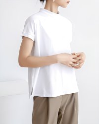Lily of Valley/リリーオブバリー Lily of Valley モックネック フレンチスリーブ Tシャツ カットソー 無地 上品 清楚 カジュアル 春 夏/507017630