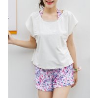 Angel Luna/エンジェル ルナ Angel Luna 【タンキニ水着4点セット】体型カバー タンキニ Tシャツ 半袖 ラッシュガード レディース ショートパンツ セパレート /507080495