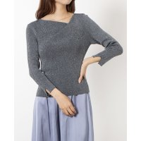 12Twelve Agenda/トゥエルブアジェンダ 12Twelve Agenda アシメタックネック7分袖ラメリブニットプルオーバー/507094362