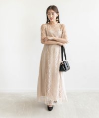 RANDA/ランダ RANDA 総レース切り替えパイピングワンピース/507104728